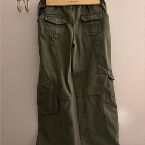 Green Low Rise Cargo Pants